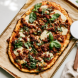 Protein Pizza — Cottage Cheese Crust with Italian Sausage-top view