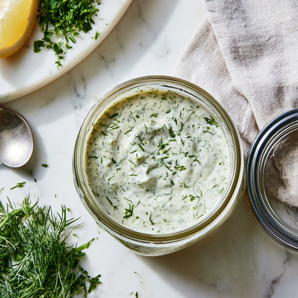 Ranch Dressing Recipe (Mason Jar) -top view
