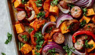 Recipe 1 Smoked Sausage, Sweet Potato, and Bell Pepper Sheet Pan