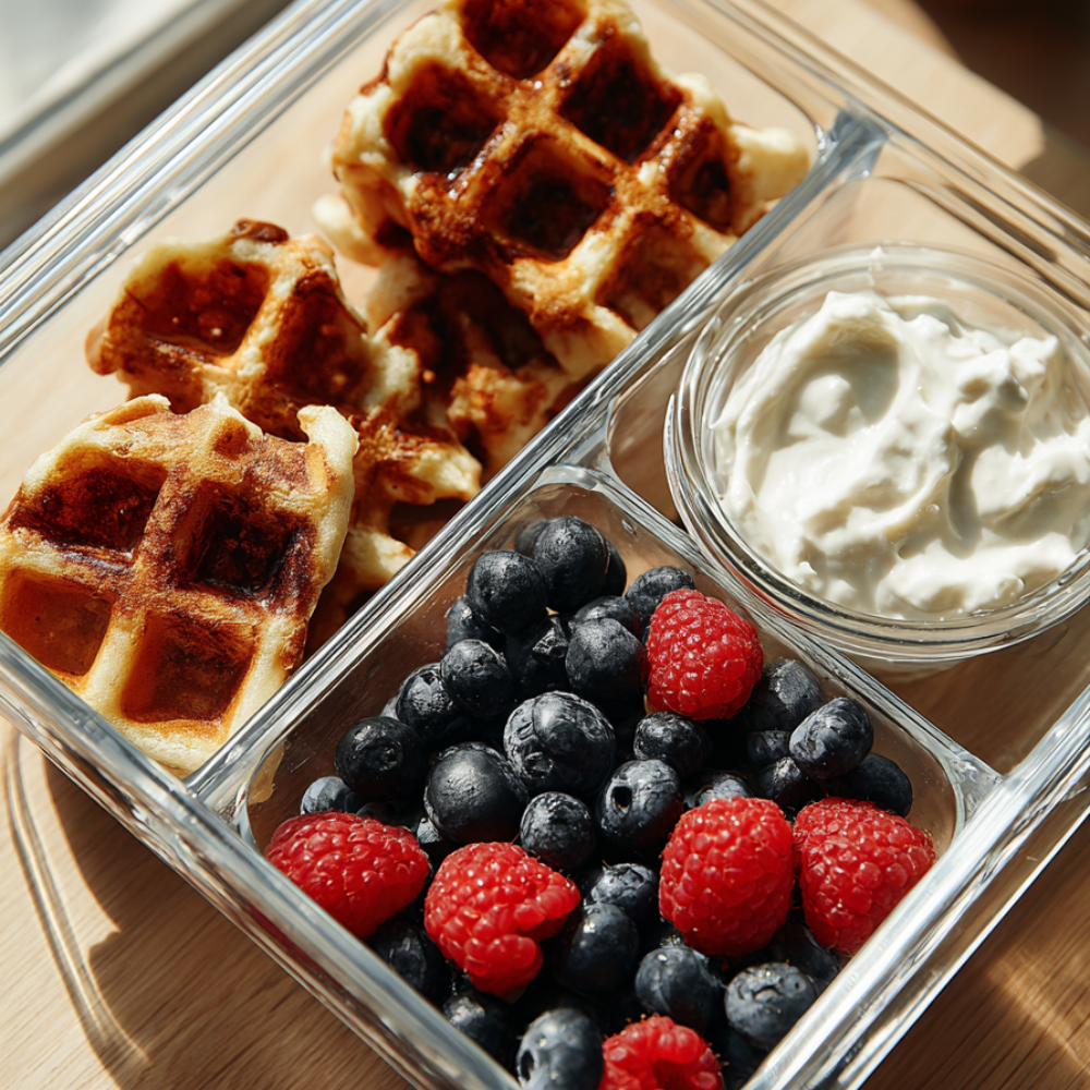 Recipe 7 Mini Protein Waffles with Cream Cheese Frosting