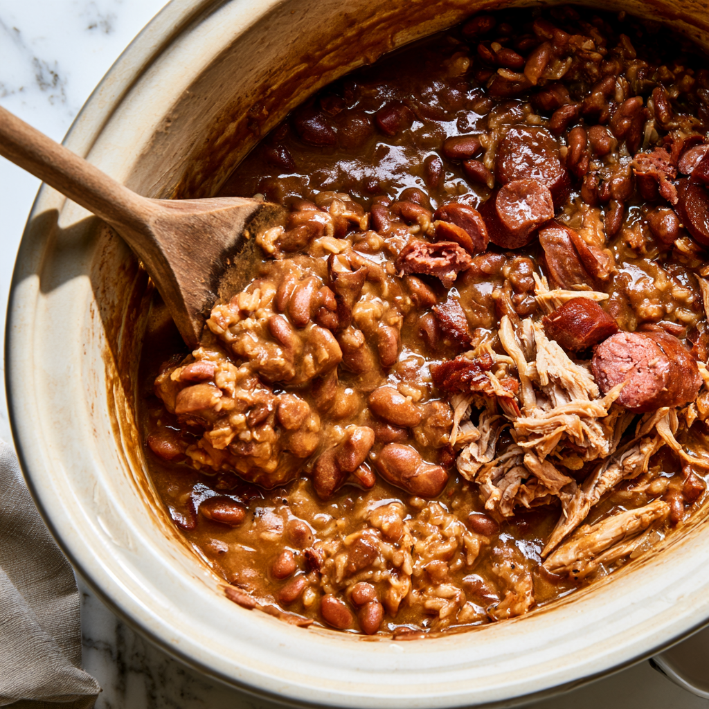 Red Beans and Rice Crockpot Recipe-shredded chicken