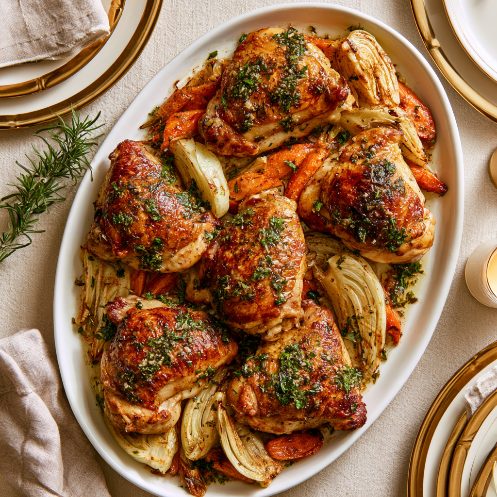 Roast Chicken Recipe with Garlic-Herb Butter-holiday dish