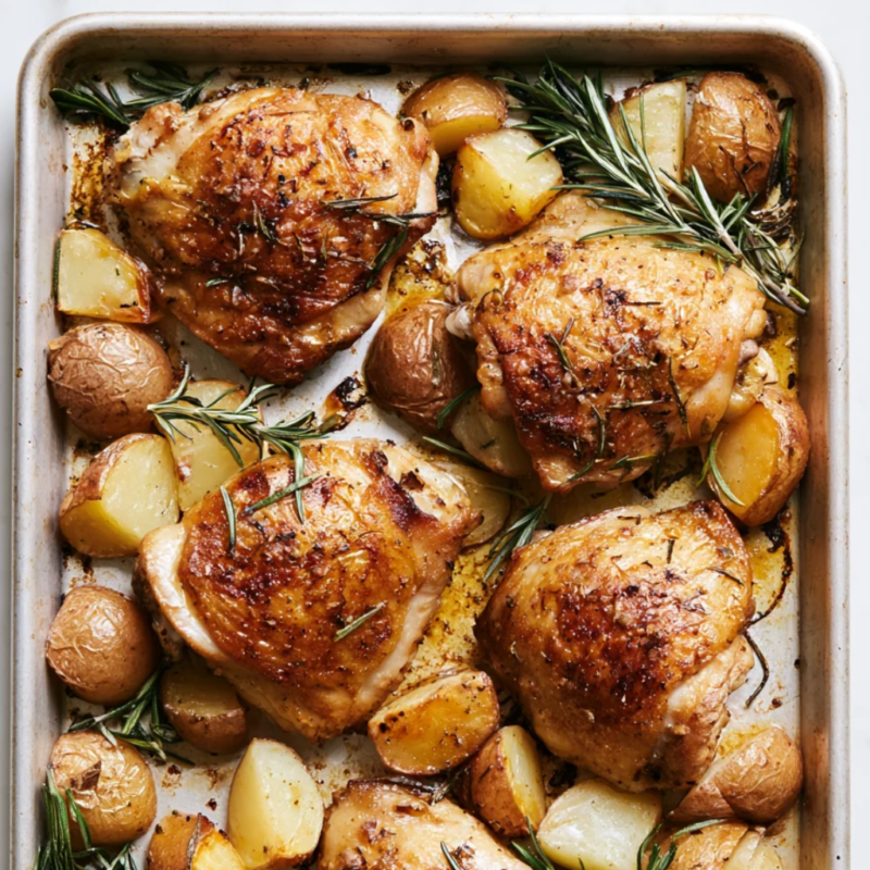 Rosemary Chicken and Potatoes Sheet Pan Dinner-baked
