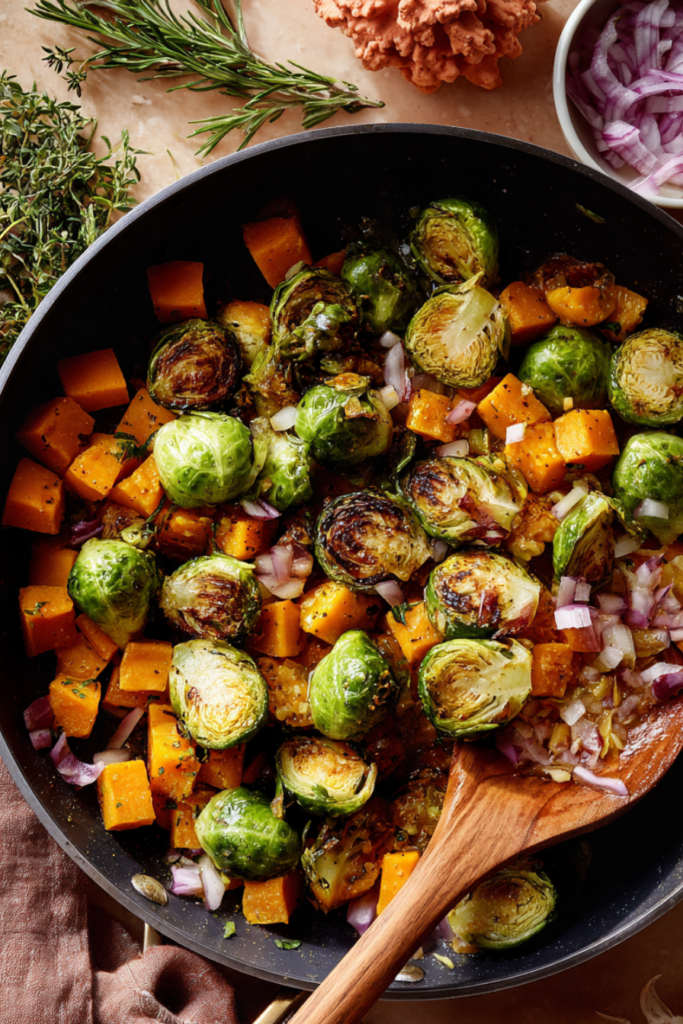 Skillet Chicken & Gnocchi with Fall Veggies-fall vegetables