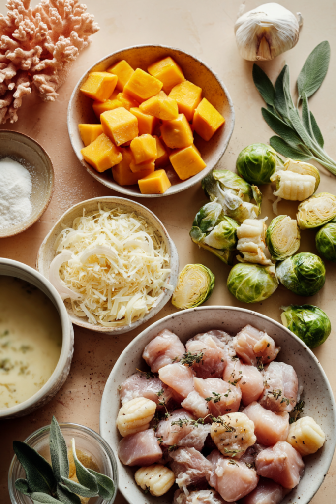 Skillet Chicken & Gnocchi with Fall Veggies-ingredients