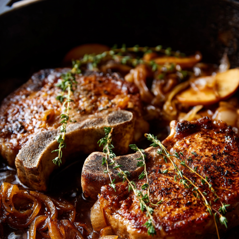 Skillet Pork Chops with Apple Cider Pan Sauce
