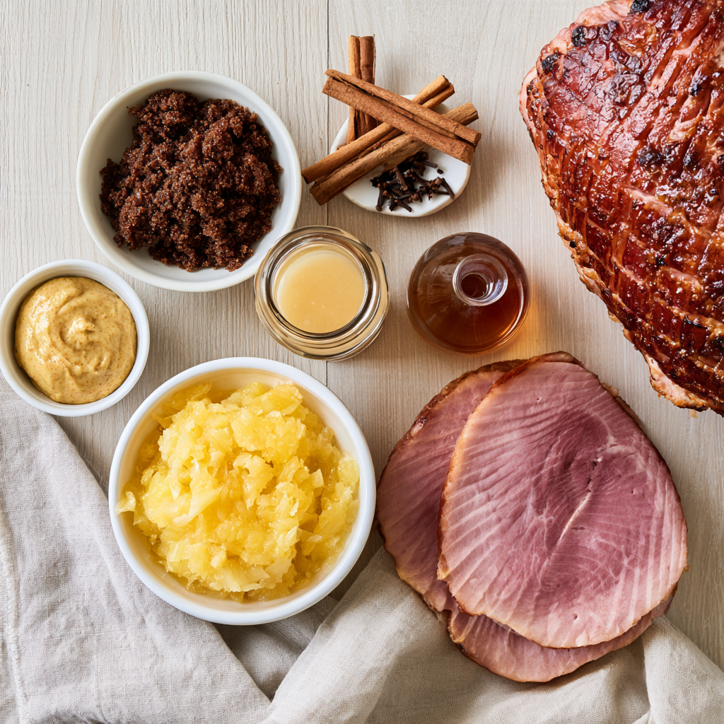 Slow-Cooker Bourbon Maple Pineapple Christmas Ham-Ingredients