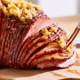 Slow-Cooker Bourbon Maple Pineapple Christmas Ham--closeup