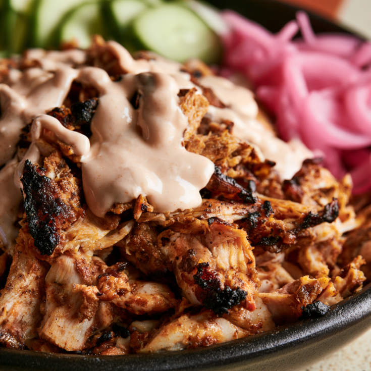 Slow Cooker Chicken Shawarma - served