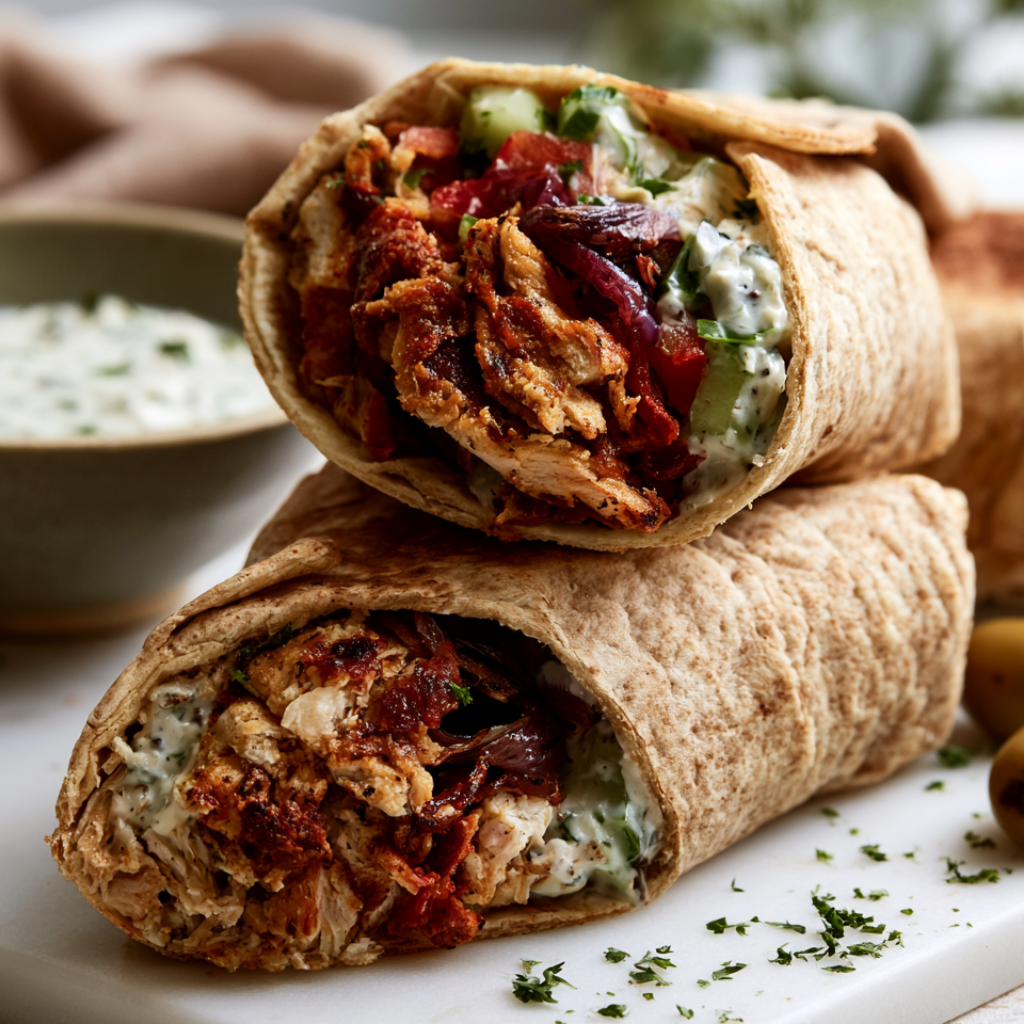 Slow Cooker Chicken Shawarma-wrap