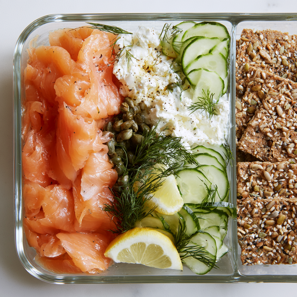 Smoked Salmon Bowl Meal Prep Box-closeup