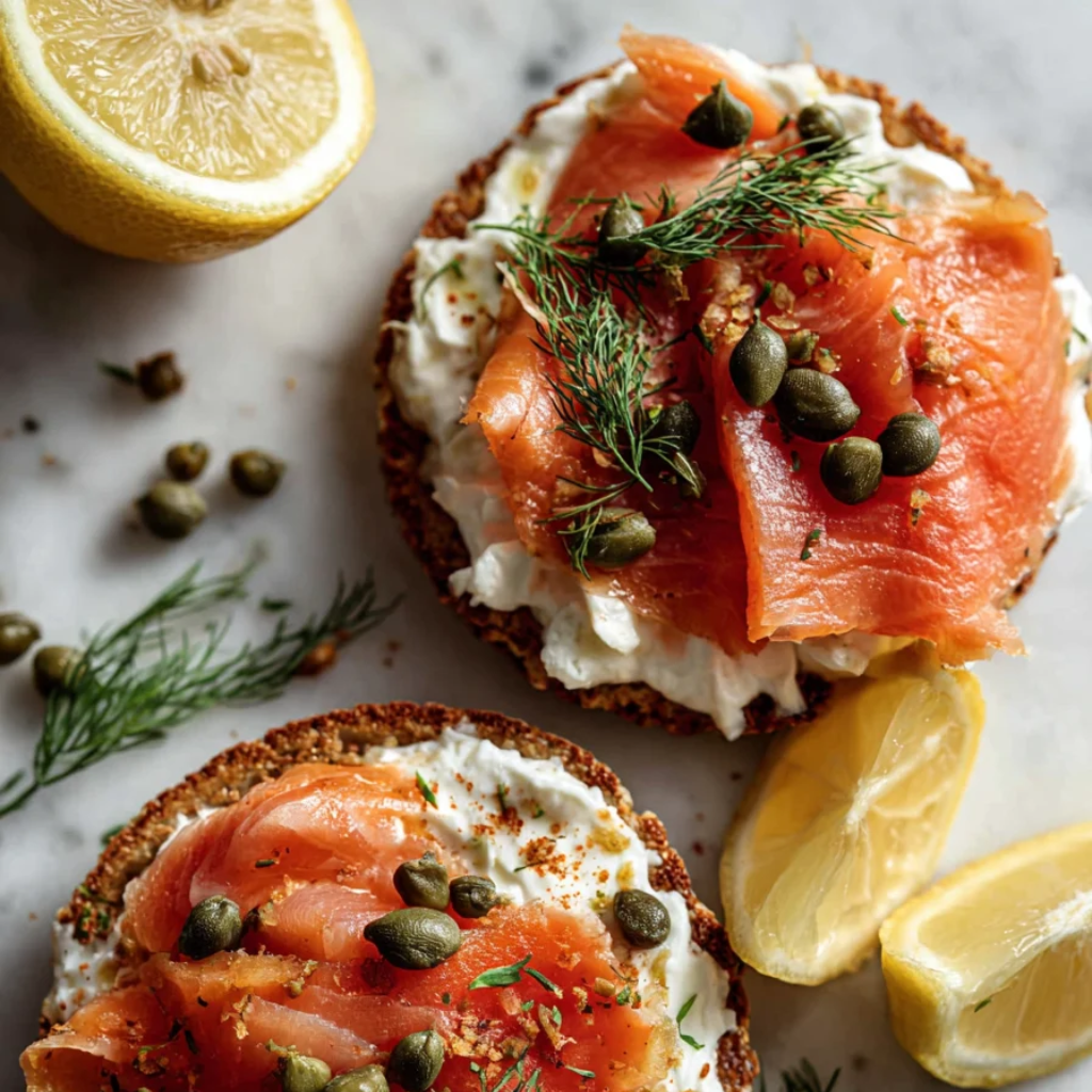 Smoked Salmon Rice Cakes — High-Protein Snack-closeup
