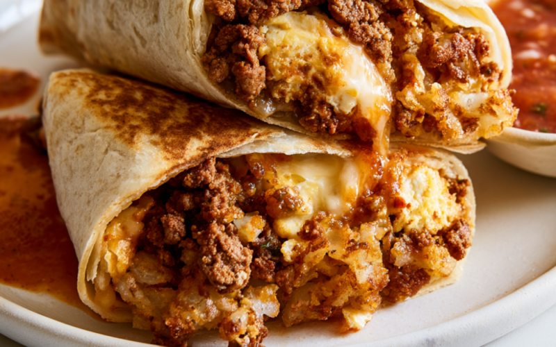 Spicy Chorizo and Egg Breakfast Burritos