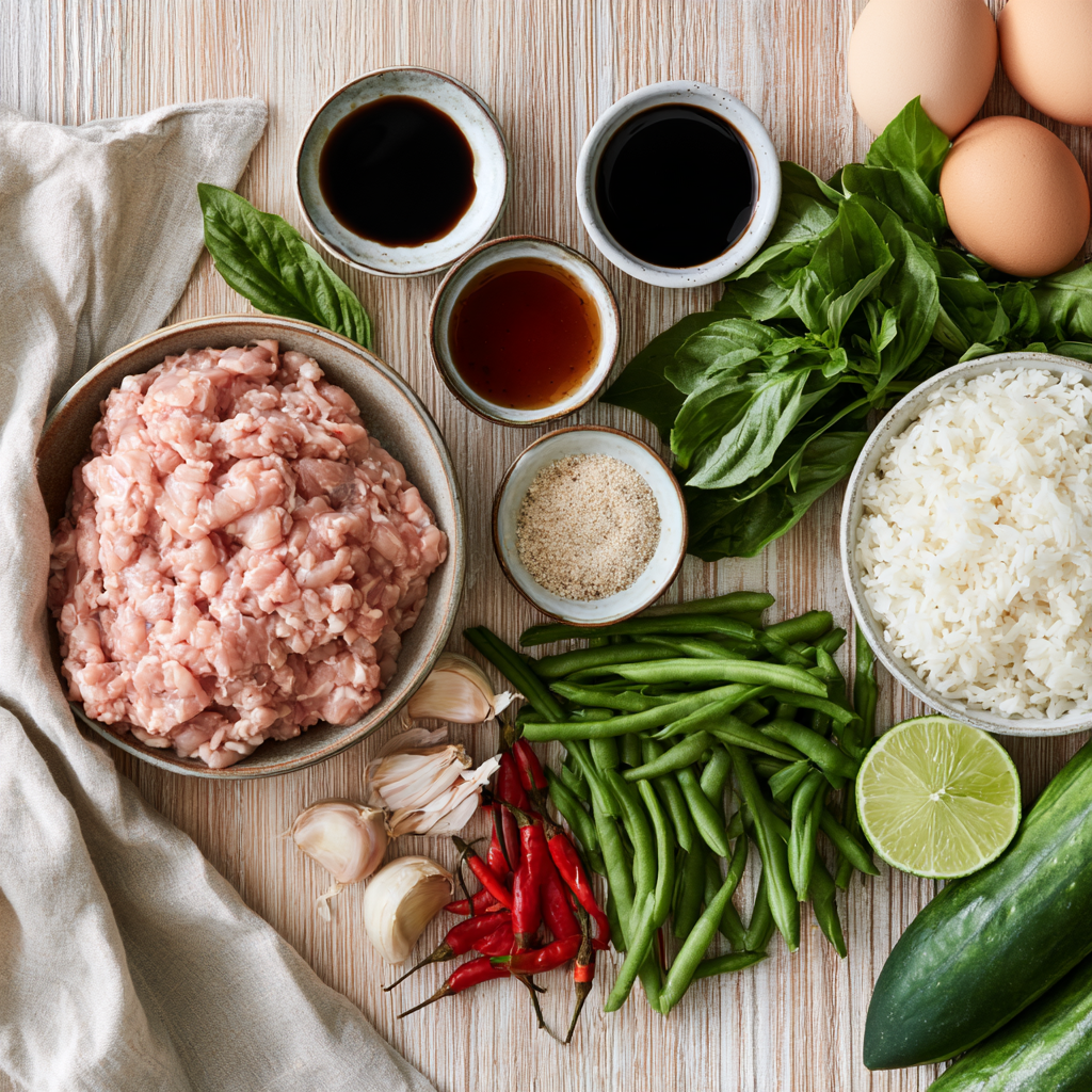 Spicy Thai Basil Chicken (Pad Krapow Gai)-ingredients