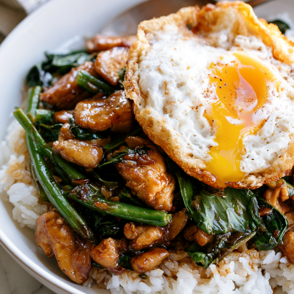 Spicy Thai Basil Chicken (Pad Krapow Gai)-over rice