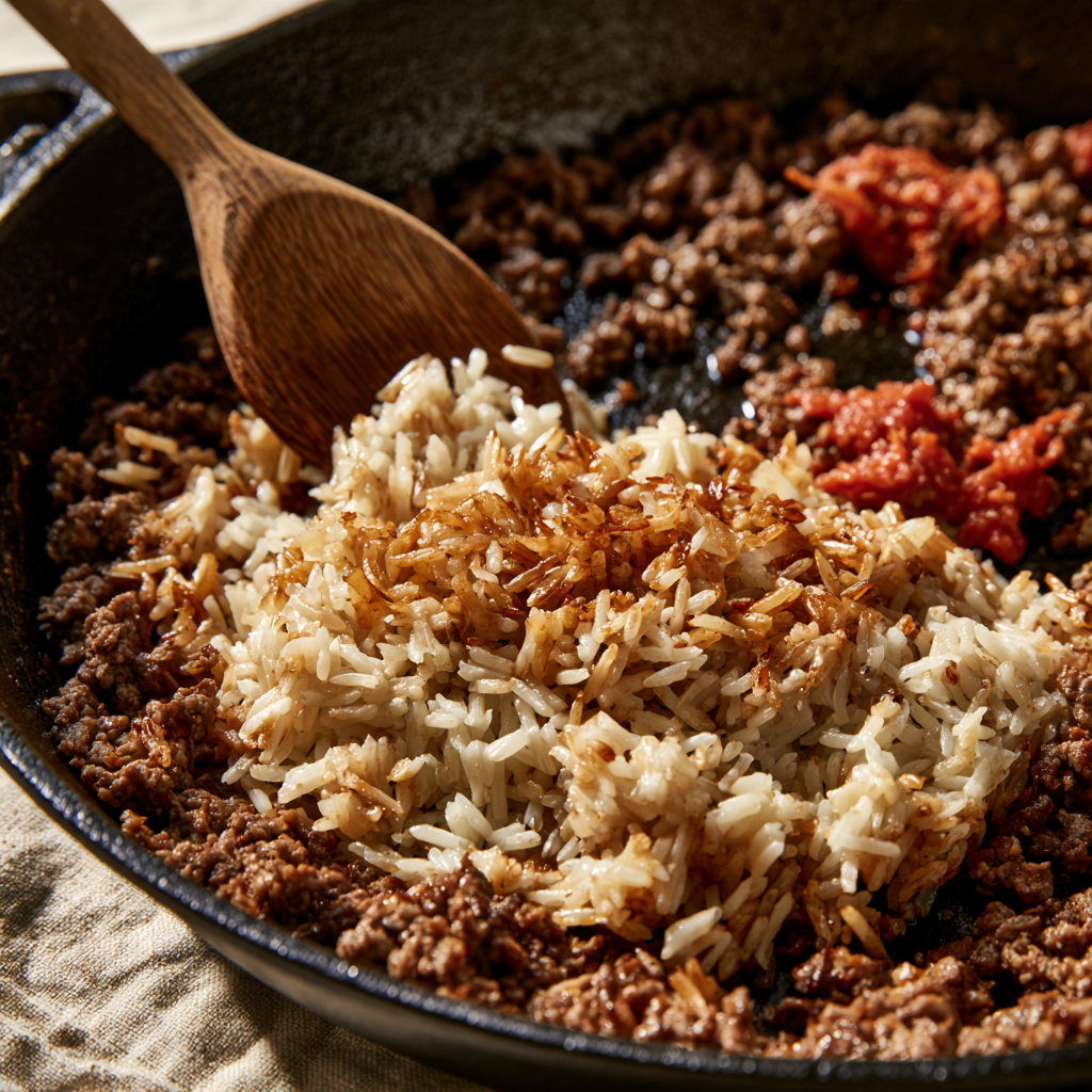 Taco Rice Skillet-process