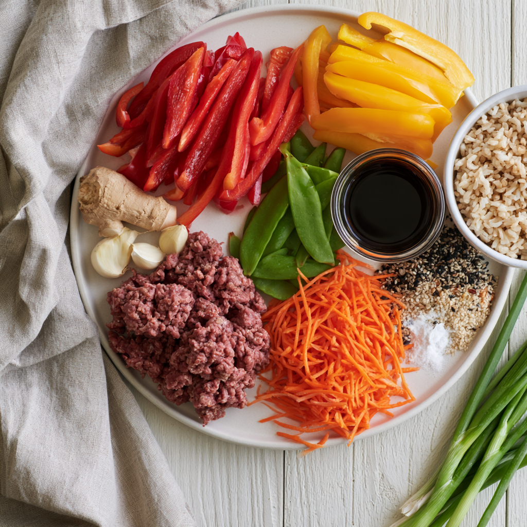 Teriyaki Beef Stir Fry Bowls-ingredients