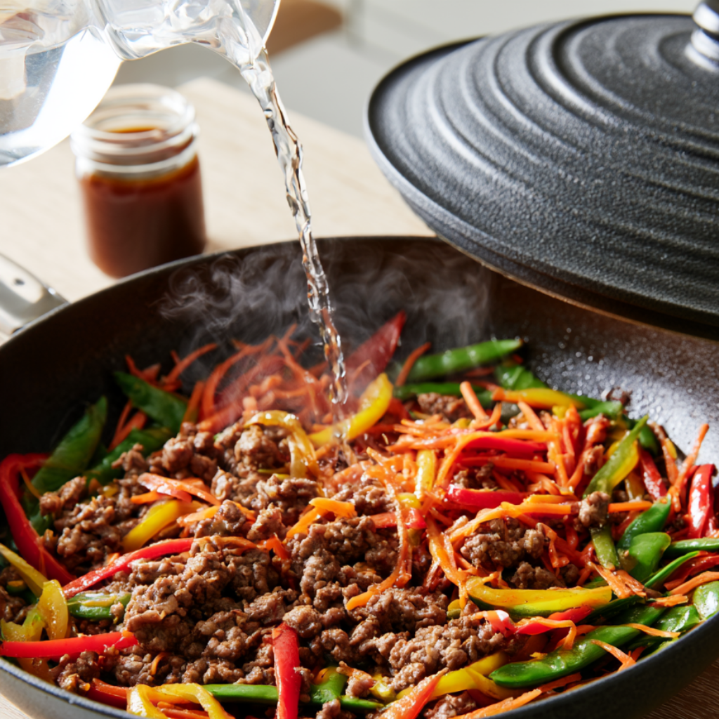 Teriyaki Beef Stir Fry Bowls-seaming