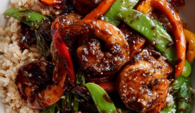 Teriyaki Shrimp Bowl over brown rice