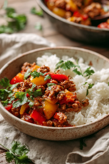 Tex-Mex Skillet Ground Turkey Bowl-Served