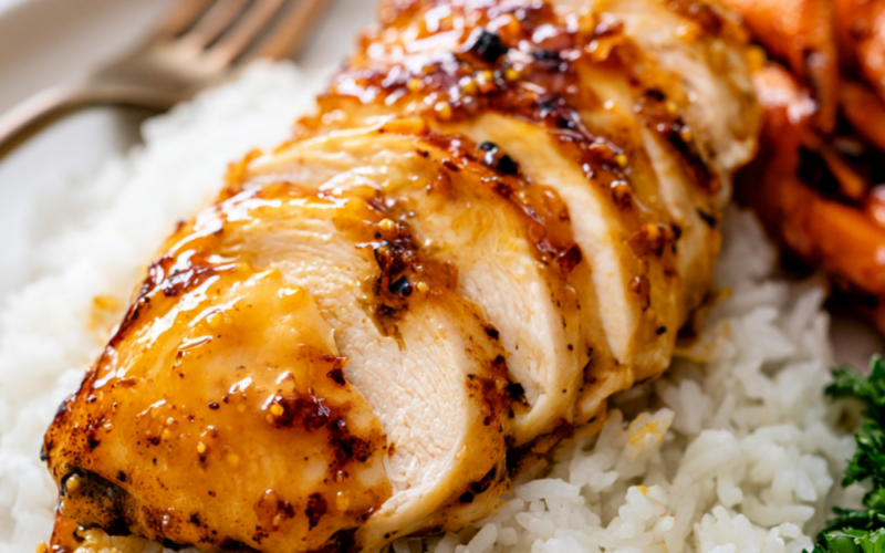 The Best Honey Mustard Chicken Recipe-over rice