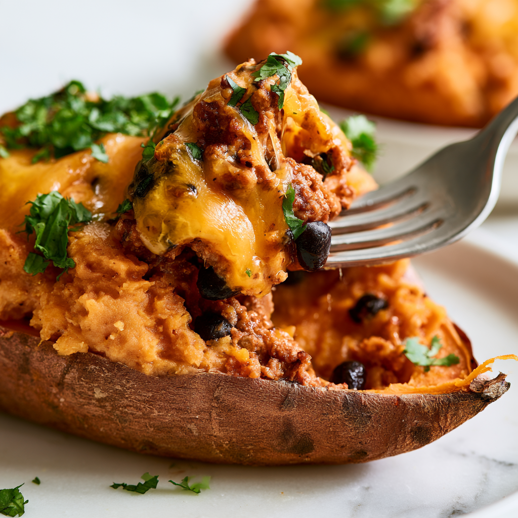 Twice Baked Stuffed Sweet Potatoes-closeup