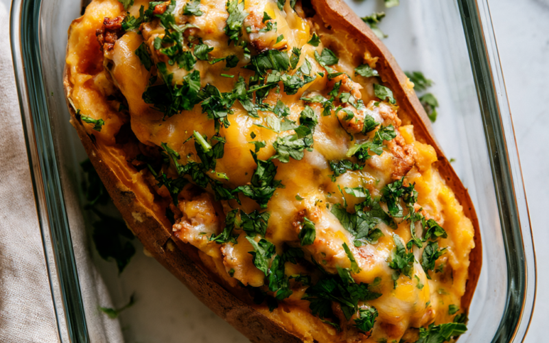 Twice Baked Stuffed Sweet Potatoes-meal prep