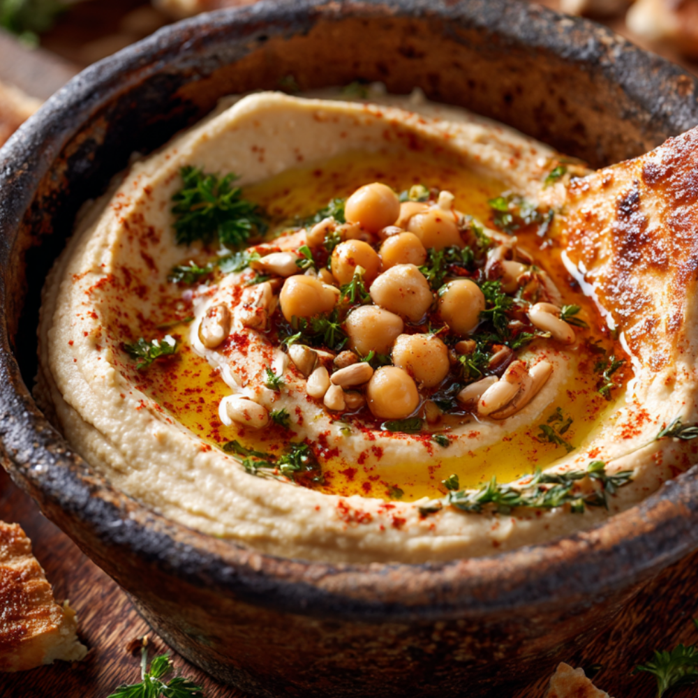 Ultra-Creamy Hummus Recipe with pitas