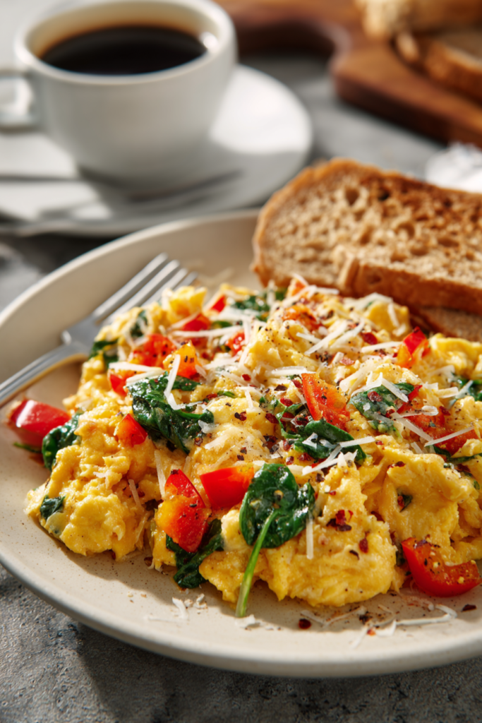 Veggie-Packed High-Protein Breakfast Scramble-plated