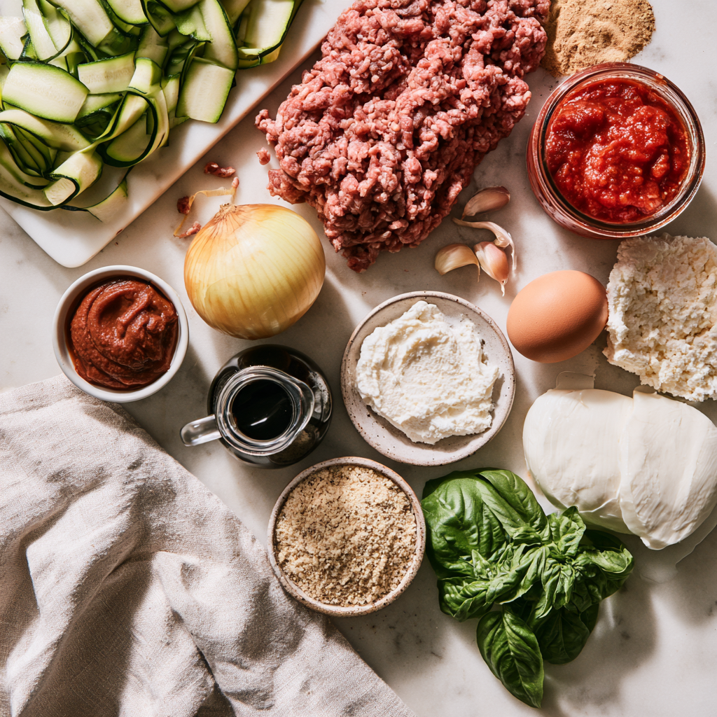 Zucchini Lasagna-ingredients