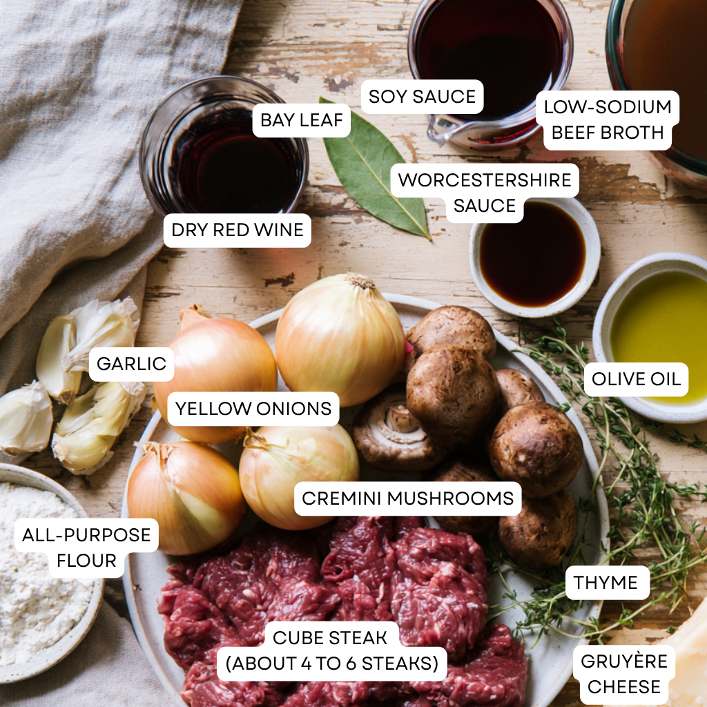 crockpot cube steak and gravy-Ingredients