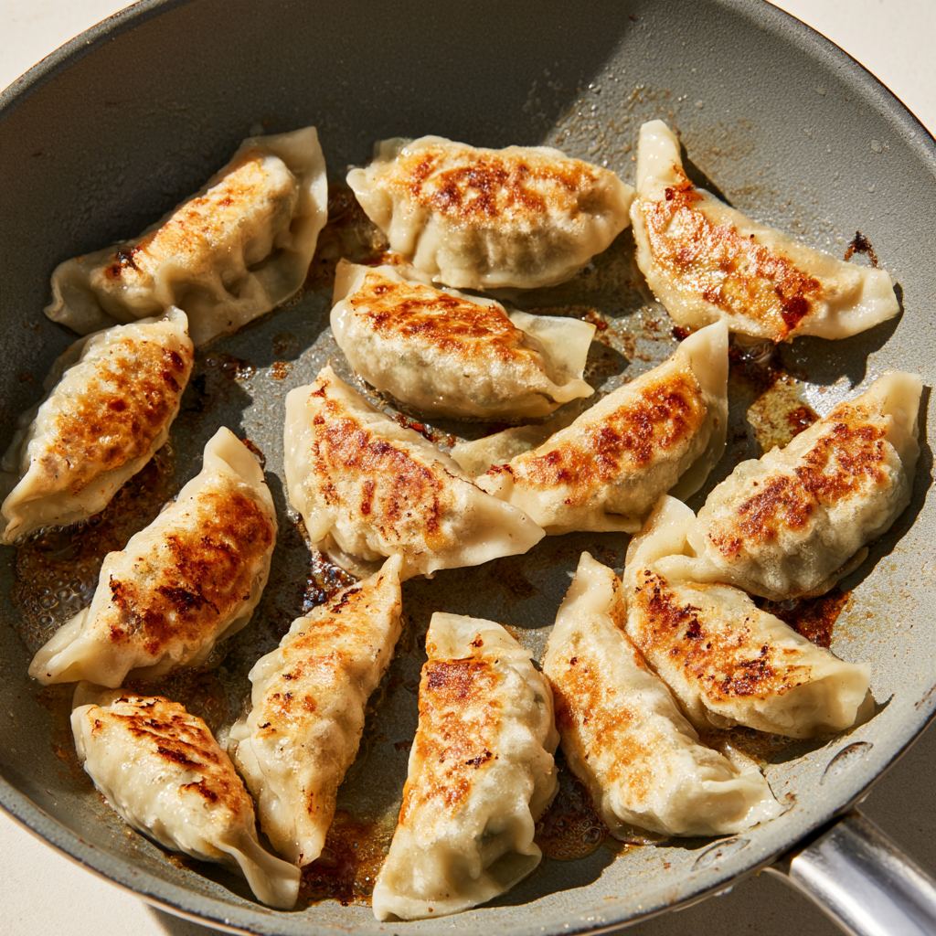 potsticker noodle bowl-pa frying gyoza