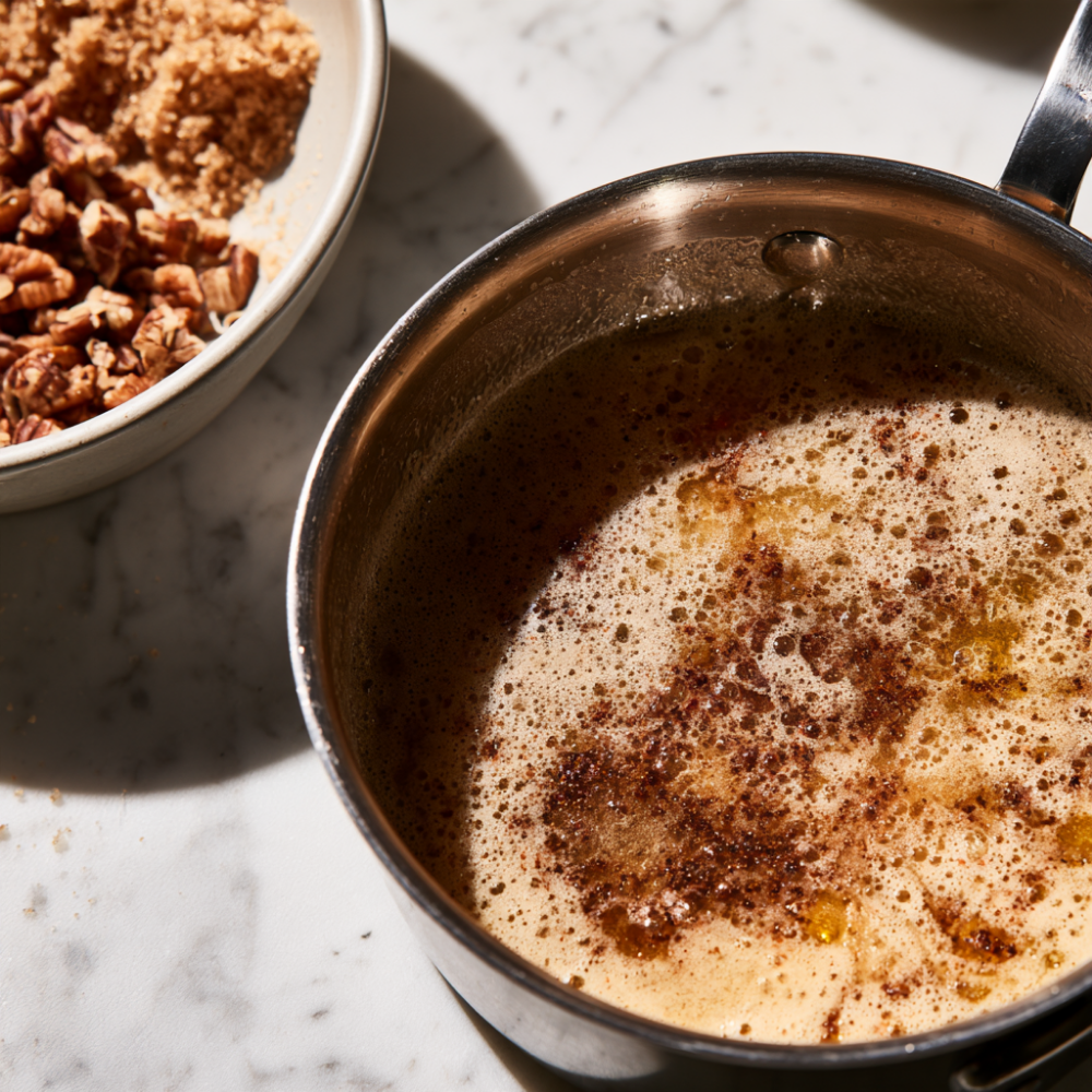 pumpkin banana bread-Brown Butter Process Shot