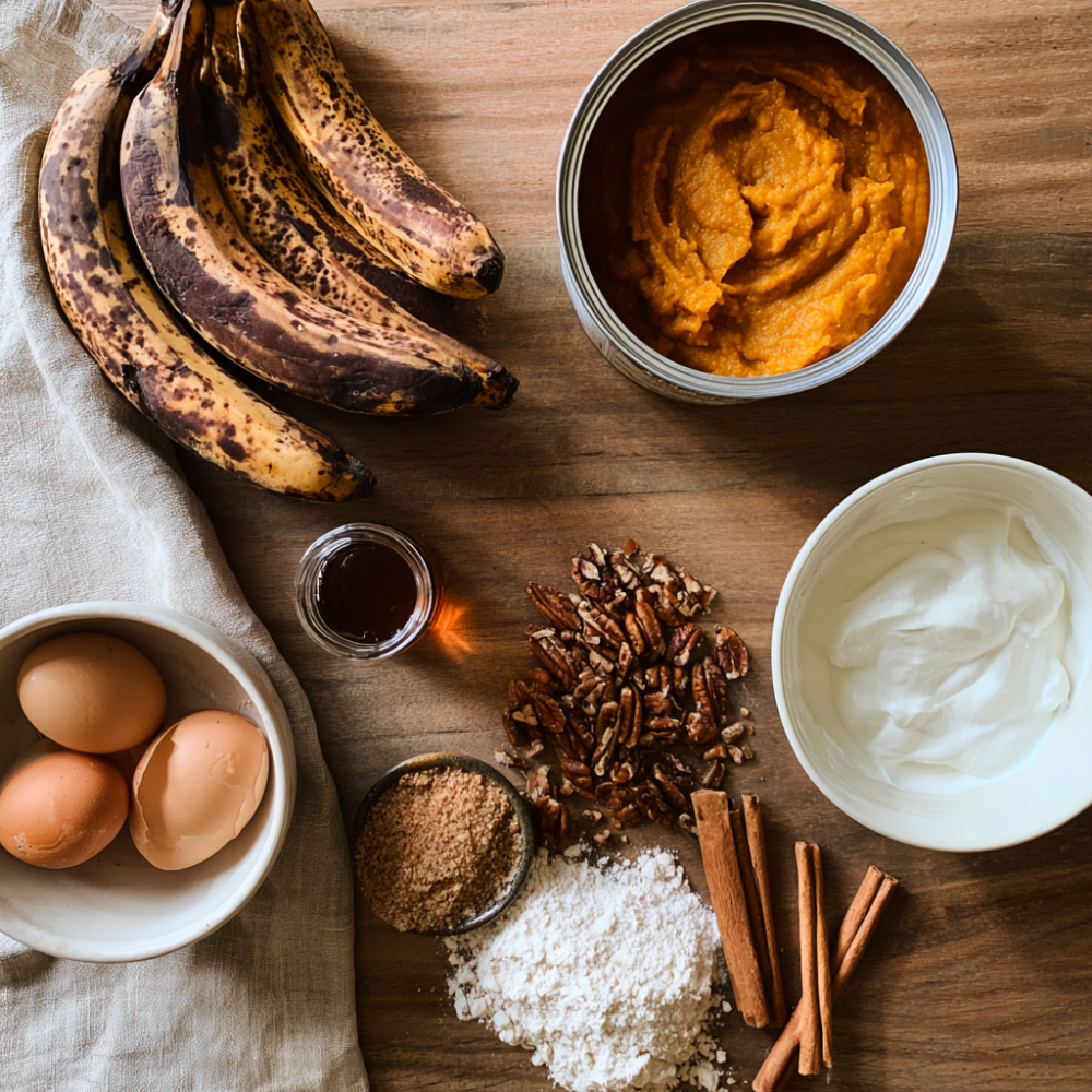 pumpkin banana bread-ingredients