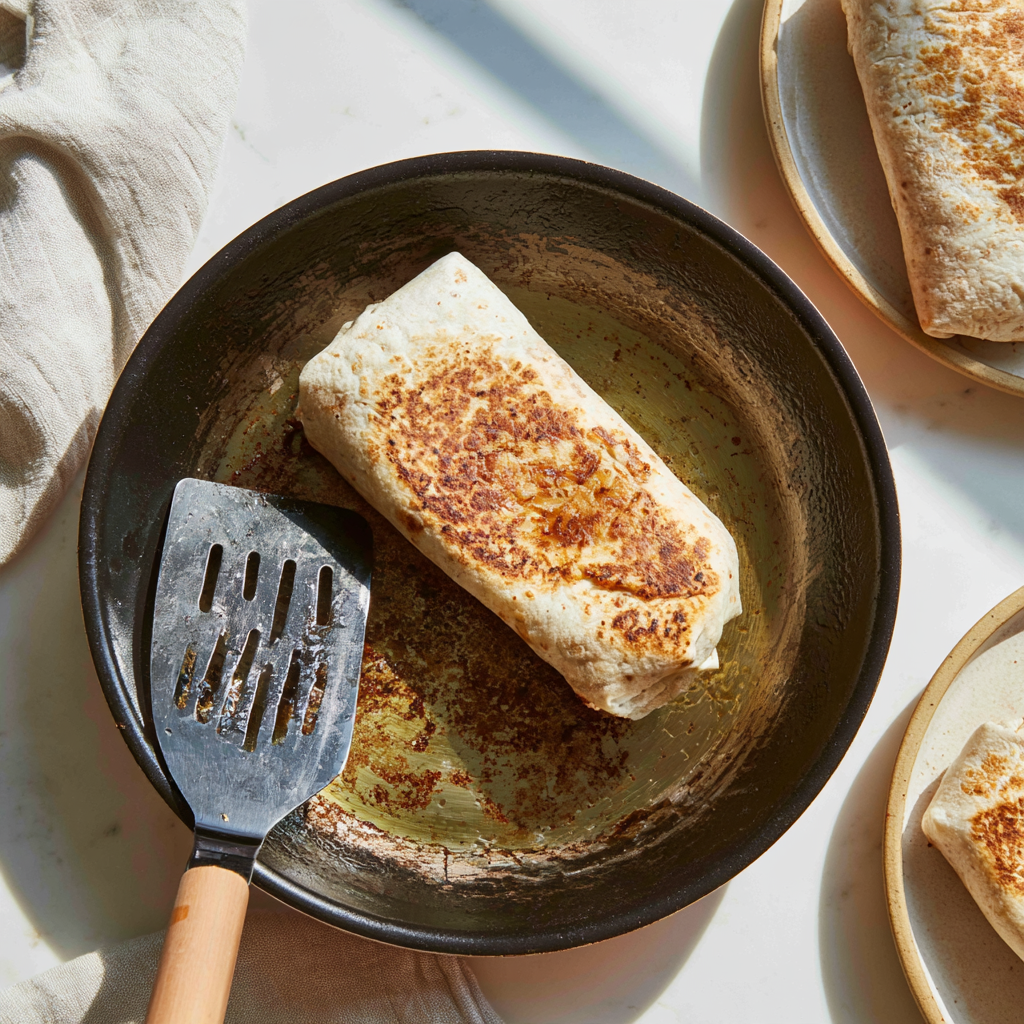 vegan breakfast burrito-searing